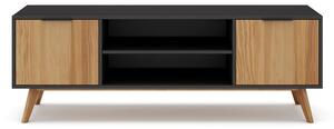 Fekete-natúr színű borovi fenyő TV-állvány 140x53 cm Lavis – Marckeric