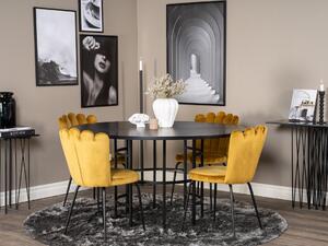 Asztal Dallas 243, Fekete, 74cm, Közepes sűrűségű farostlemez, Természetes fa furnér, Fém