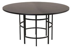 Asztal Dallas 243, Fekete, 74cm, Természetes fa furnér, Közepes sűrűségű farostlemez, Fém