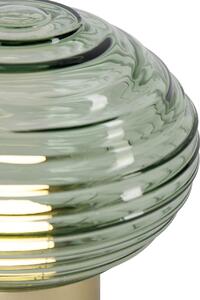 Sárgaréz asztali lámpa zöld üveggel, újratölthető - Lexie