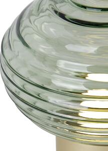 Sárgaréz asztali lámpa zöld üveggel, újratölthető - Lexie