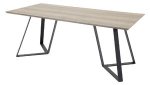 Asztal Dallas 372, Fényes fa, Fekete, 75x90x180cm, Közepes sűrűségű farostlemez, Fém