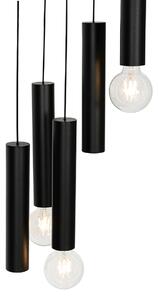 Design függőlámpa fekete kerek 7 lámpás - Tuba