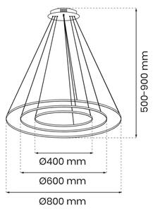 Modern LED függőlámpa króm 93W Milagro Rotonda Chrome 4650lm 4000K (ML7946)