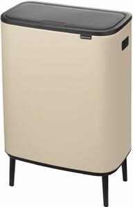 Brabantia Bo Touch Bin Hi hulladékgyűjtő Soft-Close fedéllel, magasított, lábakon álló, műanyag tartály, XXL, 60L - M méret, acél, világos bézs - 247941