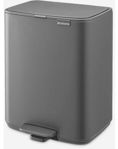 Brabantia Bo Pedal Bin pedálos hulladékgyűjtő szagmentesen záródó Soft-Close fedél, karcsú, négyzetes forma, műanyag tartály, 12L - C méret, acél, határtalan szürke ásványi textúra - 238086