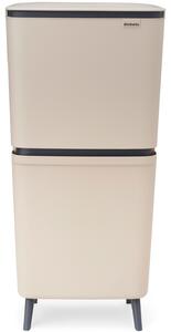BRABANTIA SortUp Recycle Bin Hi 2 szintes szelektív hulladékgyűjtő torony lábakon felhajtható fedéllel 20+25L műanyag világos bézs 275005 BR275005