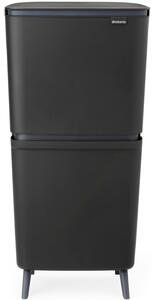 Brabantia SortUp Recycle Bin Hi 2 szintes szelektív hulladékgyűjtő torony lábakon, felhajtható fedéllel, 10+10+25L- J méret, műanyag, sötétszürke - 275043