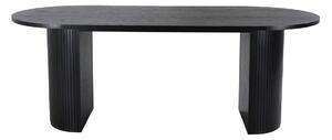 Asztal Dallas 1712, Fekete, 75x90x200cm, Természetes fa furnér, Közepes sűrűségű farostlemez