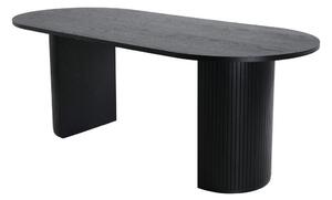Asztal Dallas 1712, Fekete, 75x90x200cm, Természetes fa furnér, Közepes sűrűségű farostlemez, Közepes sűrűségű farostlemez, Természetes fa furnér