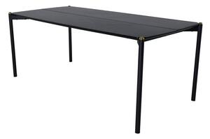 Asztal Dallas 1720, Fekete, 75x90x190cm, Természetes fa furnér, Közepes sűrűségű farostlemez, Fém