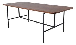 Asztal Dallas 1717, Dió, Fekete, 74x90x200cm, Közepes sűrűségű farostlemez, Természetes fa furnér, Fém