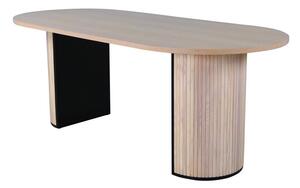 Asztal Dallas 1712, Fényes fa, Fekete, 75x90x200cm, Természetes fa furnér, Közepes sűrűségű farostlemez, Közepes sűrűségű farostlemez, Természetes fa furnér