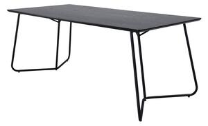Asztal Dallas 1721, Fekete, 75x90x190cm, Közepes sűrűségű farostlemez, Természetes fa furnér, Fém