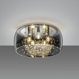Trio Lighting Crystel mennyezeti lámpa üvegből, króm, Ø 50 cm, dimmelhető, Króm / ezüst, Nappali / Étkező, Üveg, Modern