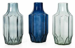 Retro dekoratív üveg váza 103525 mix 3 színben Kék 12x12x25 cm