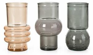 100% újrahasznosított üvegből készül váza 104055 mix 3 színben Acélszürke 10,5x10,5x17 cm