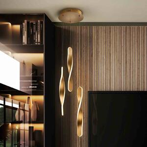 Schuller Valencia LED-es függőlámpa Twist, 3 l. Alumínium, fém, akril, arany színű, dimmelhető, Sárgaréz / arany, Nappali / Étkező, Alumínium