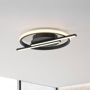 JUST LIGHT. GmbH Korsa LED mennyezeti lámpa, fekete, Ø31cm, dimmelhető, dimmelhető, Fekete, Nappali / Étkező, fém, Modern