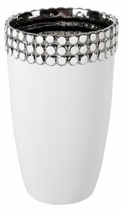 Elora kerámia váza Fehér/ezüst 14x14x23 cm