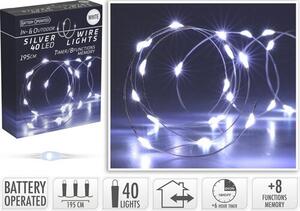 Silver lights fényfüzér időzítővel 40 LED, hideg fehér, 195 cm