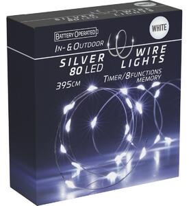 Silver lights fényfüzér időzítővel 80 LED, hideg fehér, 395 cm