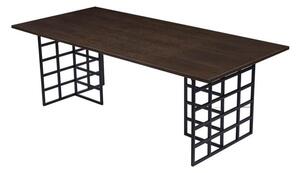 Asztal Dallas 3232, Barna, 75x100x220cm, Természetes fa furnér, Közepes sűrűségű farostlemez, Fém