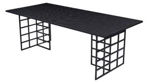 Asztal Dallas 3232, Fekete, 75x100x220cm, Közepes sűrűségű farostlemez, Természetes fa furnér, Fém