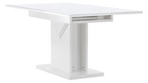 Asztal Dallas 3749, Fehér, 76x90x120cm, Hosszabbíthatóság, Közepes sűrűségű farostlemez, Edzett üveg