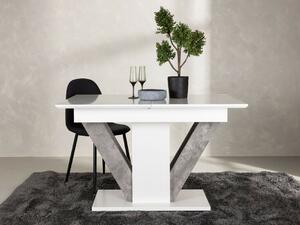 Asztal Dallas 3748, Fehér, Szürke, 76x80x120cm, Hosszabbíthatóság, Közepes sűrűségű farostlemez