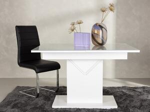 Asztal Dallas 3749, Fehér, 76x90x120cm, Hosszabbíthatóság, Közepes sűrűségű farostlemez, Edzett üveg