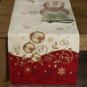 Gobelin karácsonyi asztali futó zsenília fonalból Bézs 45x140 cm