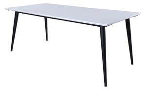 Asztal Dallas 1718, Fekete, Fehér, 76x90x195cm, Hosszabbíthatóság, HPL, Közepes sűrűségű farostlemez, Fém