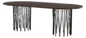Asztal Dallas 3193, Fekete, Barna, 74x100x220cm, Közepes sűrűségű farostlemez, Természetes fa furnér, Fém