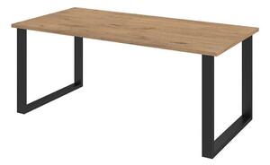 Asztal Tucson 139, Lándzsa tölgy, Fekete, 75x90x185cm, Laminált forgácslap, Fém
