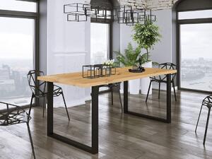 Asztal Tucson 138, Artisan tölgy, Fekete, 75x67x185cm, Laminált forgácslap, Fém