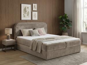 Kárpitozott boxspring ágy FORENA 180x200 cm bézs Matrac: Bonell rugós matrac