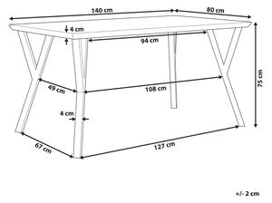 Egyedi Sötét Fa Asztal Fekete Lábazattal 140 x 80 cm BRAVO