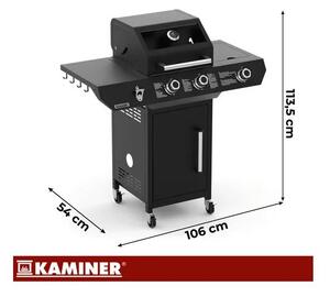Kaminer Varen 3.0 Black 2+1 égős gázgrill 10 kW, forgónyárssal