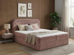 Kárpitozott boxspring ágy FORENA 180x200 cm antik rózsaszín Matrac: Bonell rugós matrac