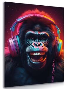 Kép gorilla fülhallgatóval