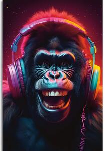 Kép gorilla fülhallgatóval