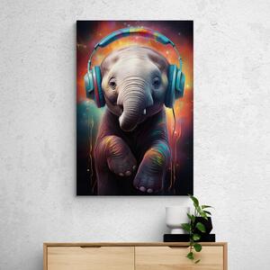Kép elefánt fülhallgatóval
