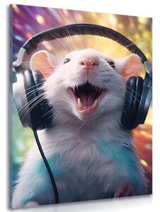 Kép patkány fülhallgatóval