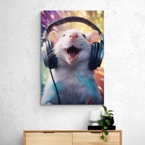 Kép patkány fülhallgatóval