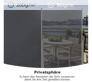 Kültéri kihúzható szélfogó, térelválasztó–180×400 cm, antracit