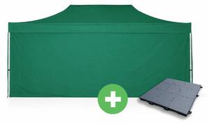 Ollós sátor 3x6m ALU PREMIUM SZETT - tömör oldalfalak + padló szín zöld