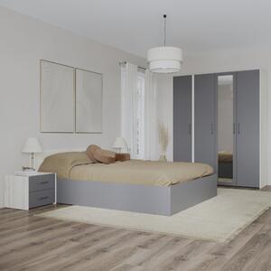 Malmo V7 hálószoba szett 140 x 200 cm-es ággyal, Fehér tölgy / Antracit