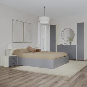 Malmo V5 hálószoba szett 140 x 200 cm-es ággyal, Fehér tölgy / Antracit