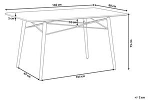 Letisztult Fehér Étkezőasztal 140 x 80 cm BIONDI
